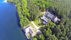 Bird's eye view of our boathouse and the hotel